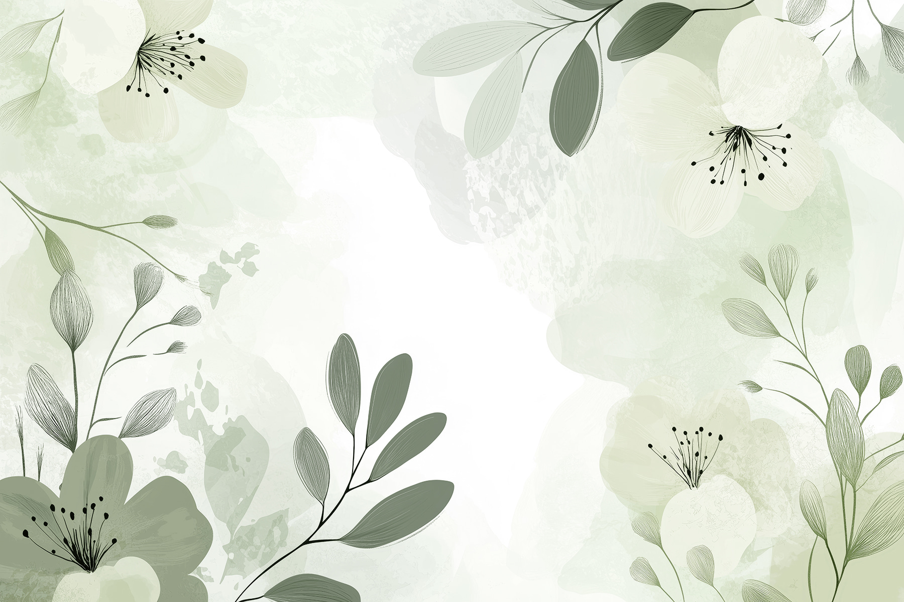 White and green floral design