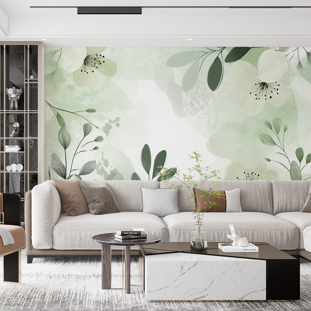 White and green floral design
