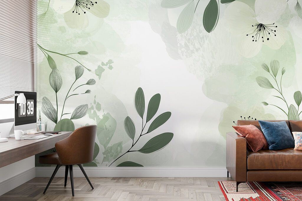 White and green floral design