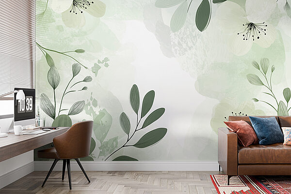 White and green floral design