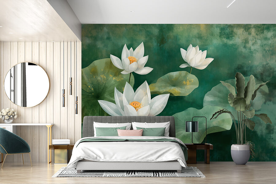 Flores e folhas brancas
