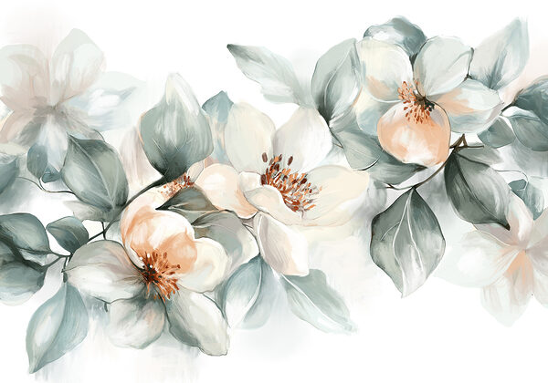 Pintura de flores e folhas Pintura de flores e folhas