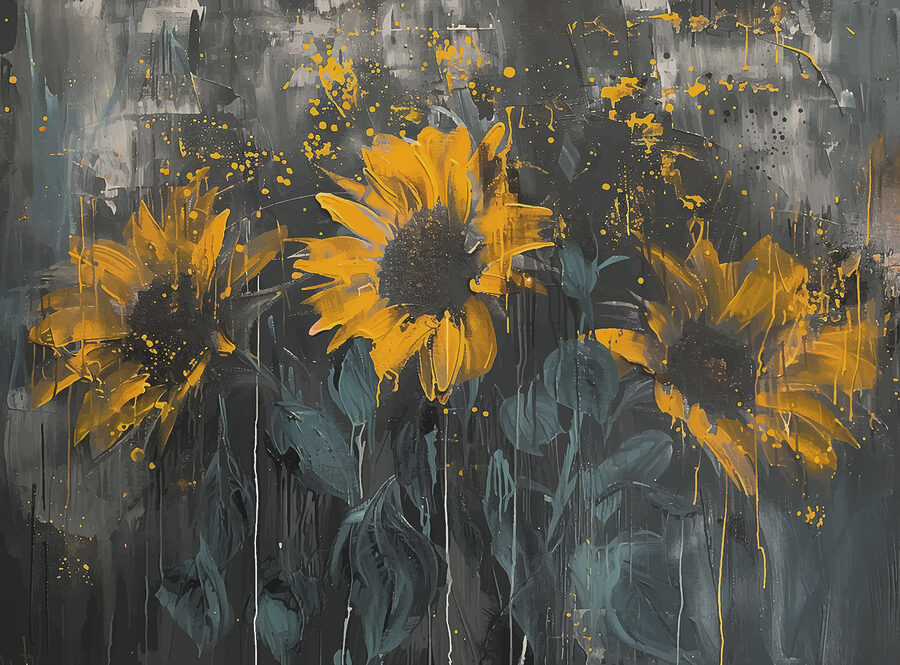 Pintura de flores amarelas