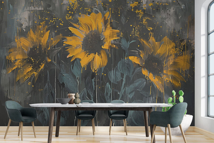 Pintura de flores amarelas