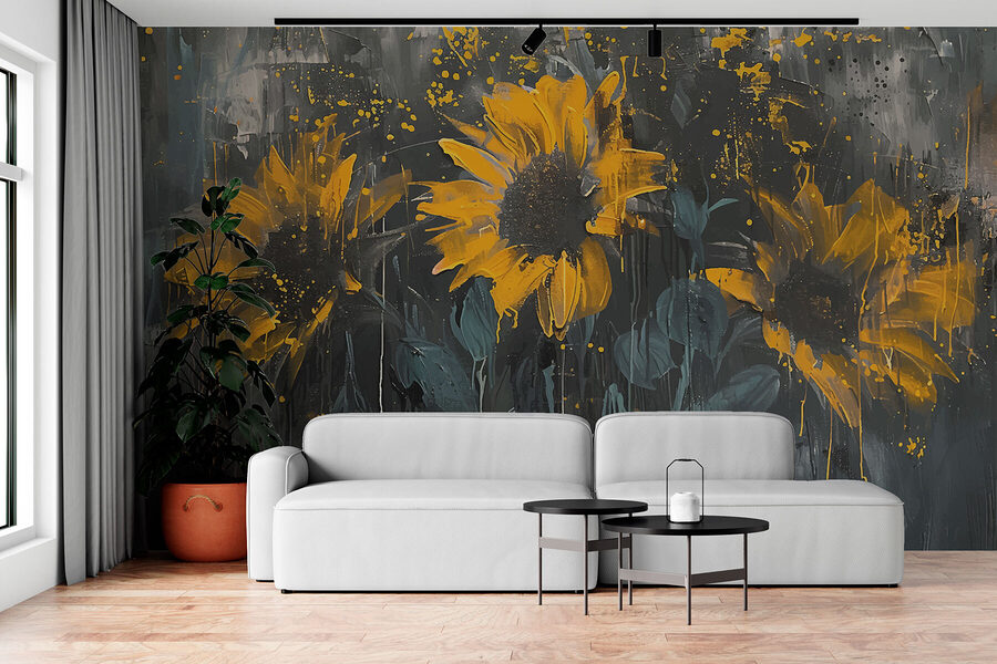 Pintura de flores amarelas
