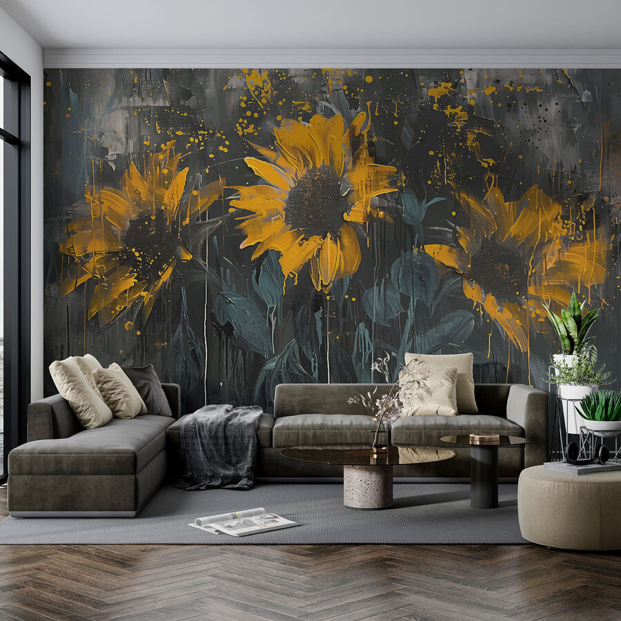 Pintura de flores amarelas