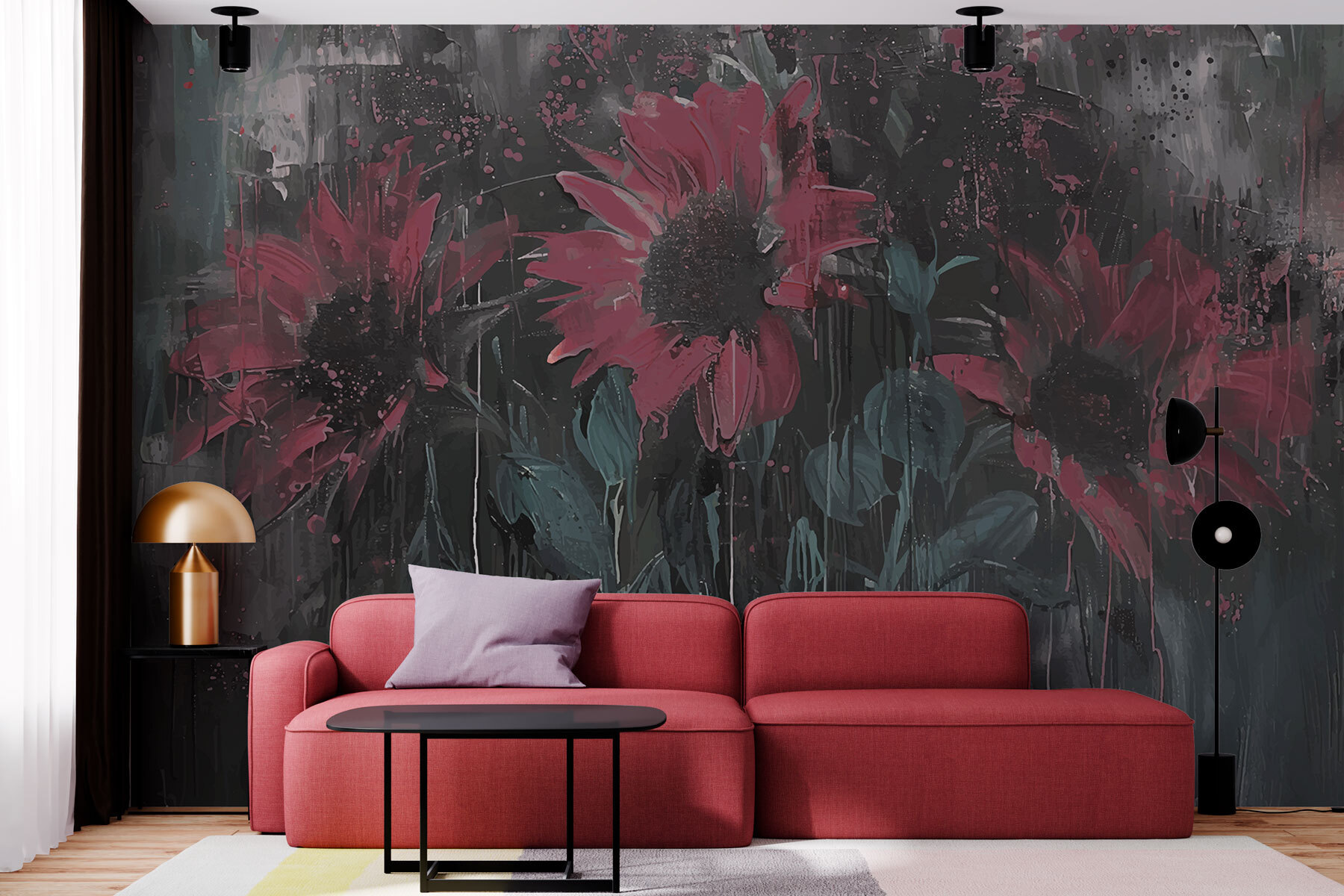 Painting of flowers on a wall Painting of flowers on a wall