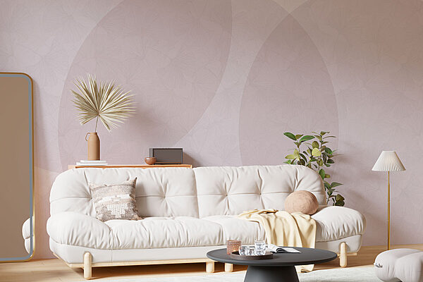 White and pink background with circles