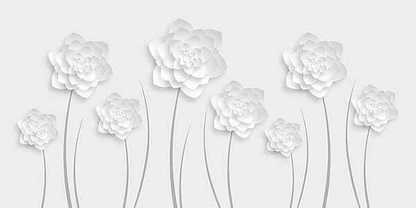 Flores de papel branco sobre um fundo branco Flores de papel branco sobre um fundo branco