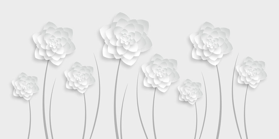 Flores de papel branco sobre um fundo branco