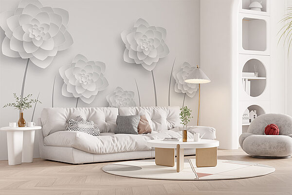 Flores de papel branco sobre um fundo branco Flores de papel branco sobre um fundo branco