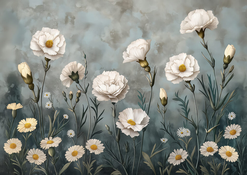 Pintura de flores brancas Pintura de flores brancas