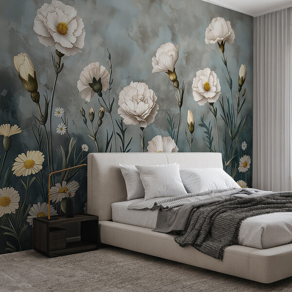 Pintura de flores brancas Pintura de flores brancas