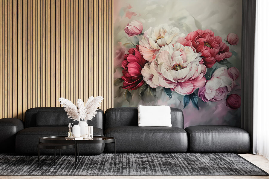 Pintura de flores sobre uma superfície