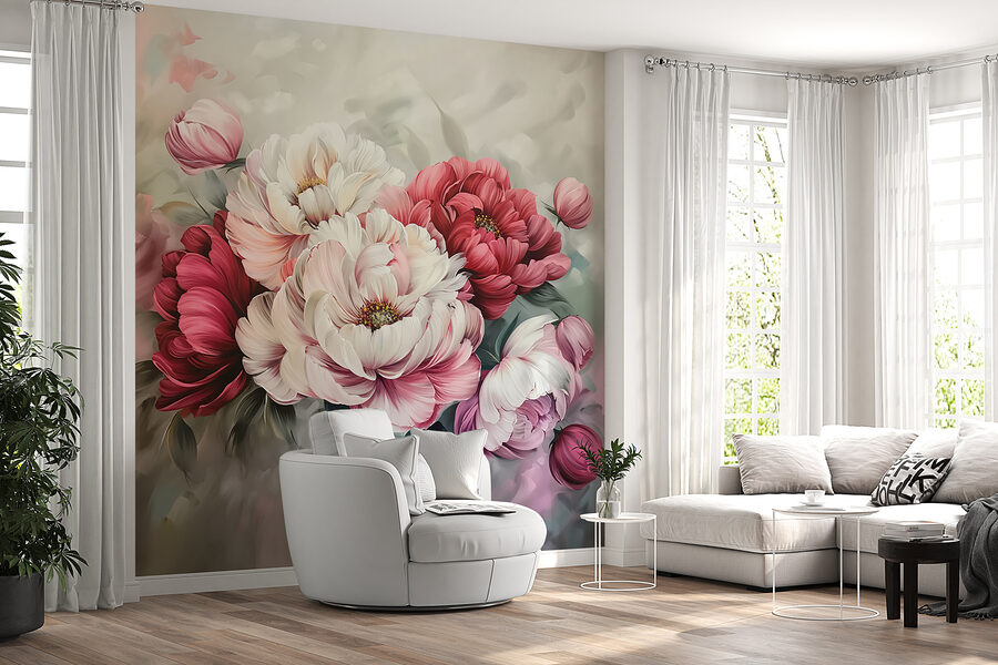 Pintura de flores sobre uma superfície