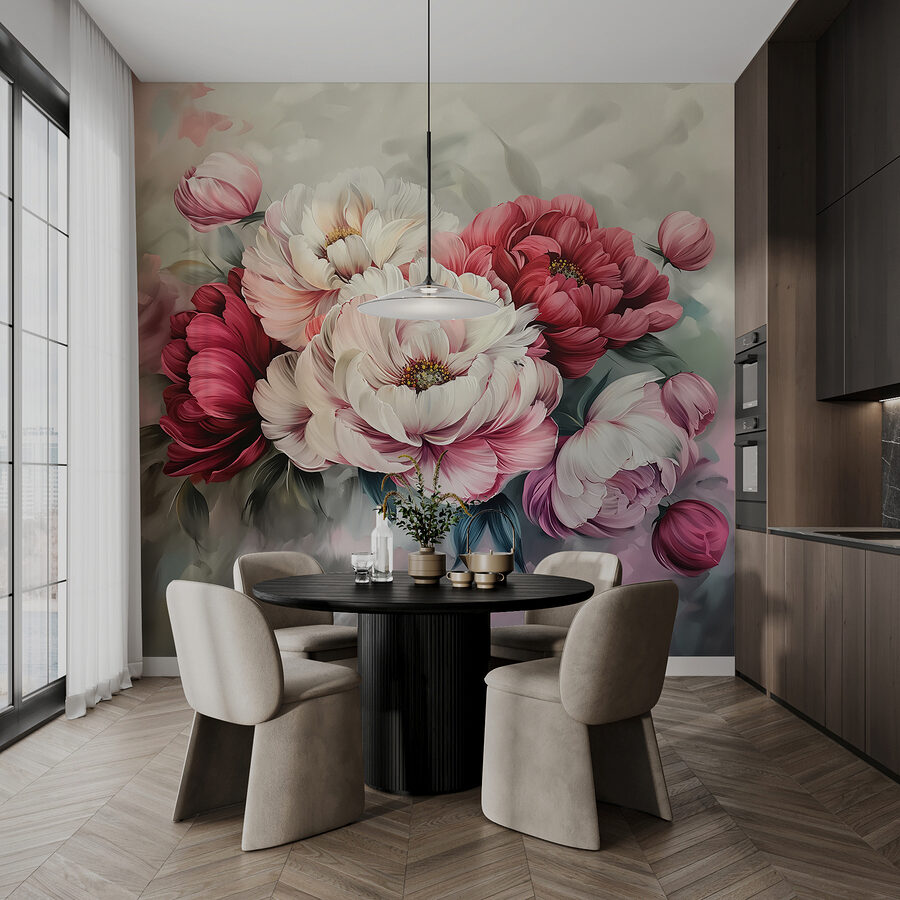 Pintura de flores sobre uma superfície