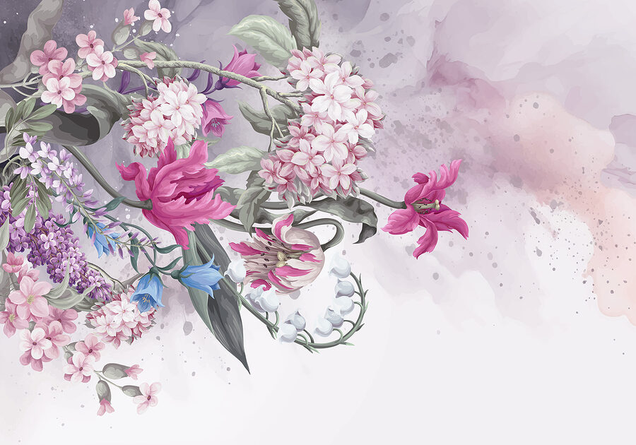 Papel de parede Pintura de flores sobre um fundo branco - Image 6