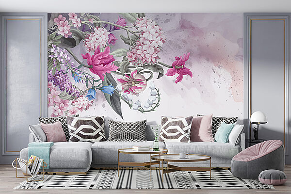 Pintura de flores sobre um fundo branco Pintura de flores sobre um fundo branco