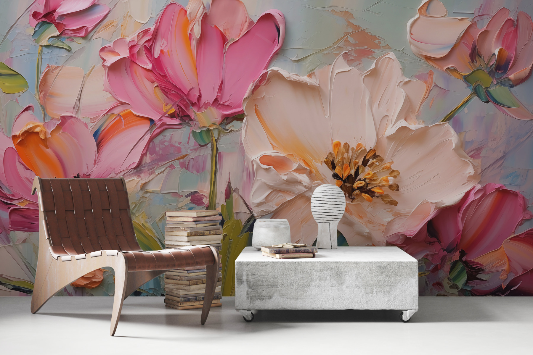 Painting of flowers on a canvas