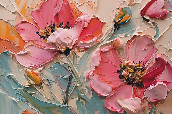 Pintura de flores numa tela Pintura de flores numa tela