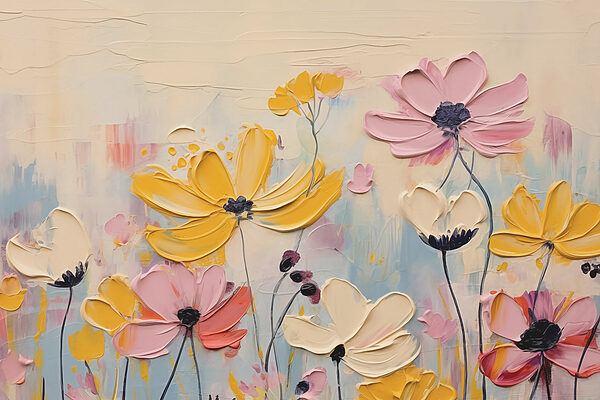 Pintura de flores sobre uma superfície branca Pintura de flores sobre uma superfície branca