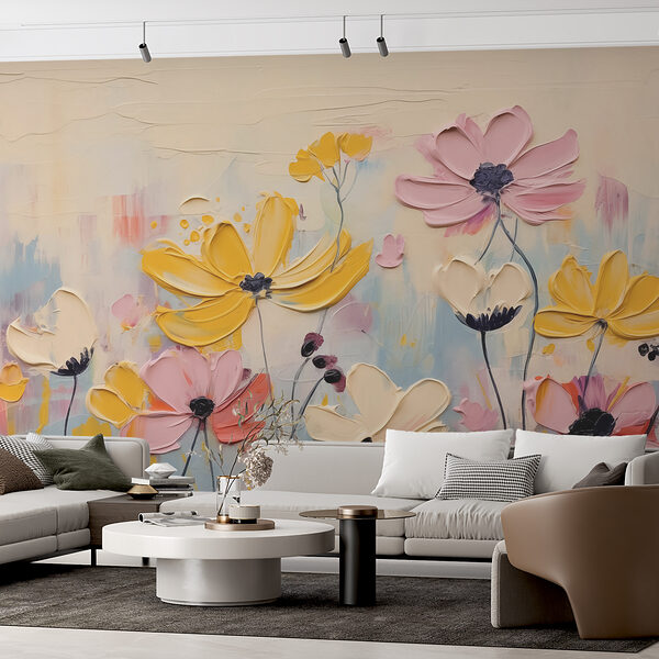 Pintura de flores sobre uma superfície branca Pintura de flores sobre uma superfície branca