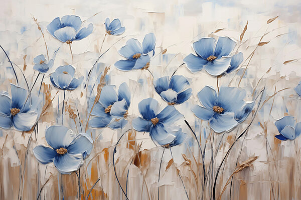 Pintura de flores azuis Pintura de flores azuis
