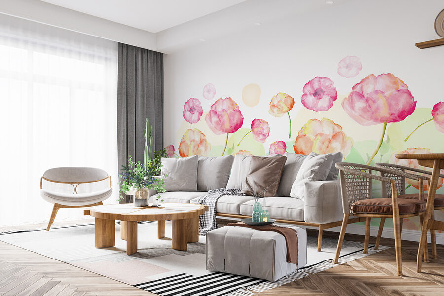 Pintura a aguarela de flores