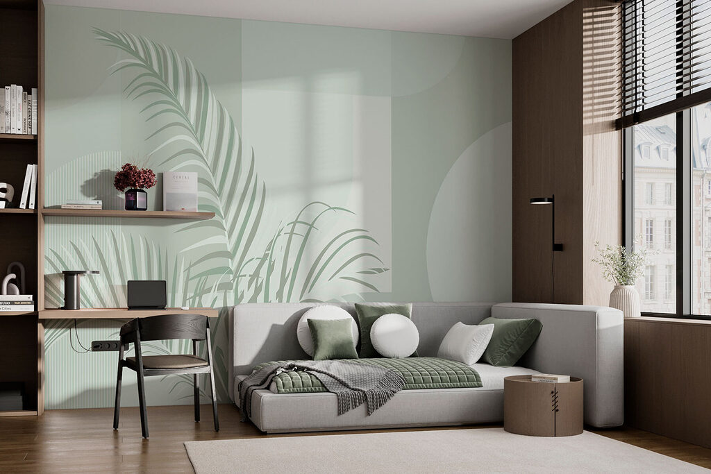 Elegant palm leaves with soft tones