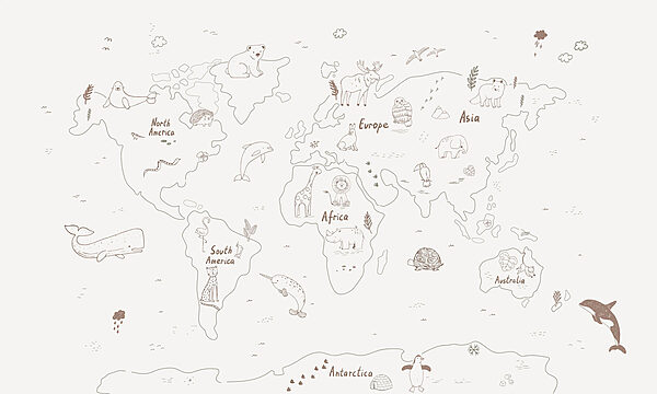 Mapa do mundo com animais Mapa do mundo com animais