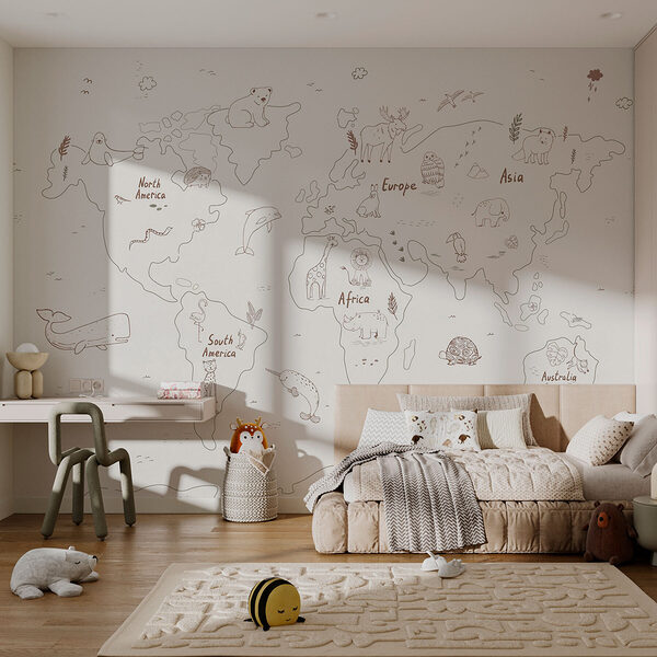 Mapa do mundo com animais Mapa do mundo com animais