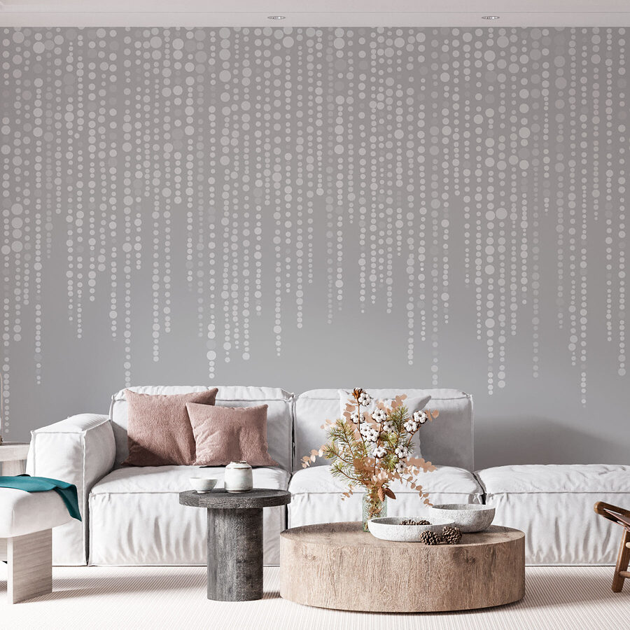 Papel de parede Fundo cinzento e branco com pontos