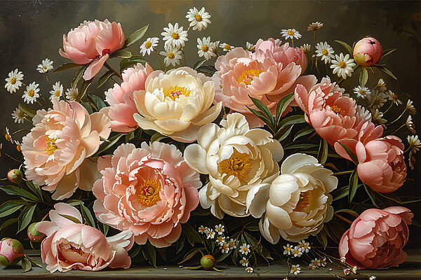 Bouquet de flores cor-de-rosa e brancas Bouquet de flores cor-de-rosa e brancas