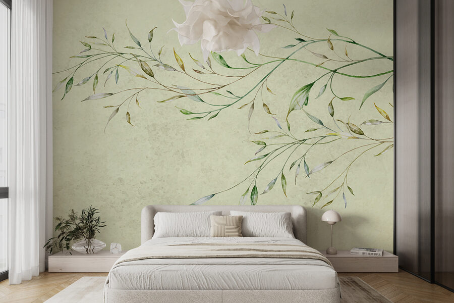 Pintura de um ramo com folhas Pintura de um ramo com folhas