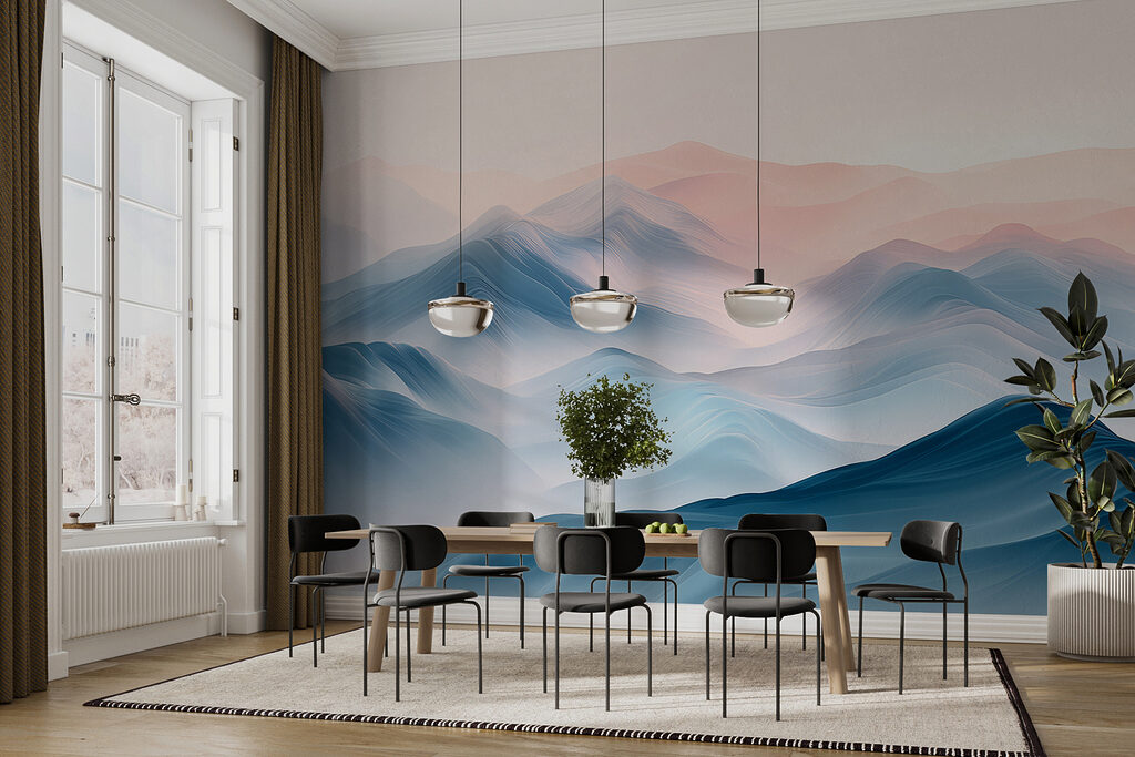 Landscape of mountains with fog Landscape of mountains with fog