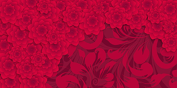 Padrão de flores vermelhas sobre um fundo vermelho Padrão de flores vermelhas sobre um fundo vermelho
