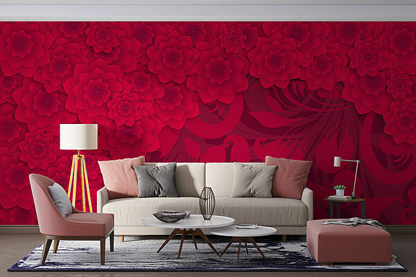 Padrão de flores vermelhas sobre um fundo vermelho Padrão de flores vermelhas sobre um fundo vermelho