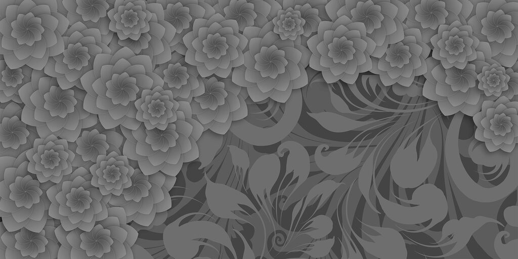 Desenho floral cinzento e branco Desenho floral cinzento e branco