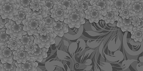 Desenho floral cinzento e branco Desenho floral cinzento e branco