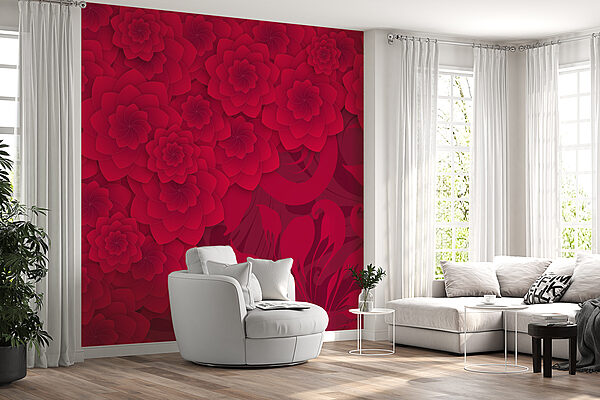 Padrão de flores vermelhas sobre um fundo vermelho Padrão de flores vermelhas sobre um fundo vermelho