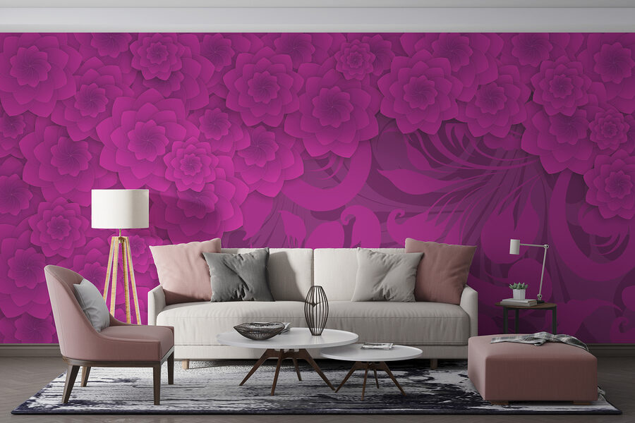 Fundo floral roxo e cor-de-rosa