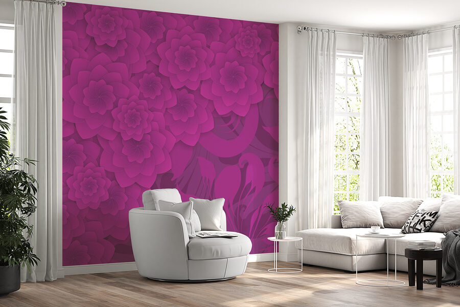 Fundo floral roxo e cor-de-rosa