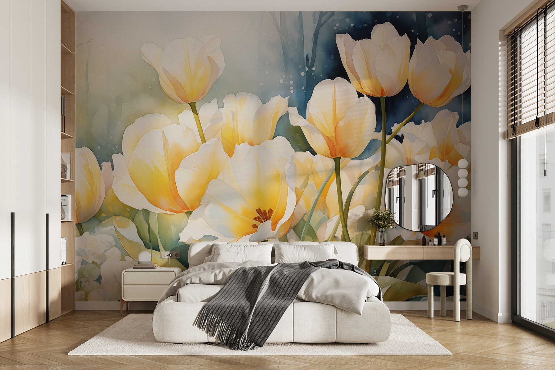 Painting of white flowers Painting of white flowers