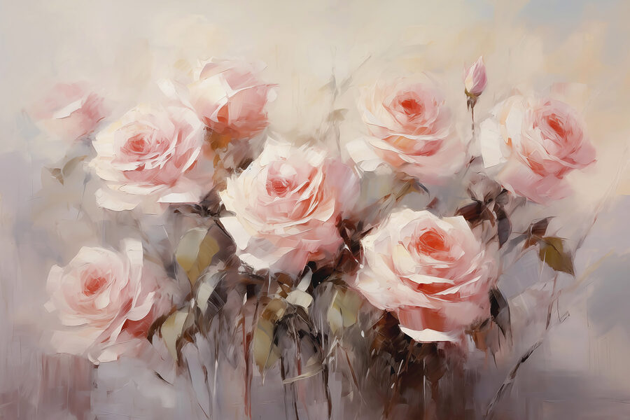 Pintura de rosas cor-de-rosa