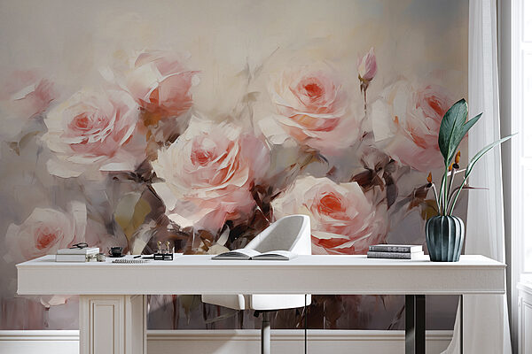 Pintura de rosas cor-de-rosa Pintura de rosas cor-de-rosa