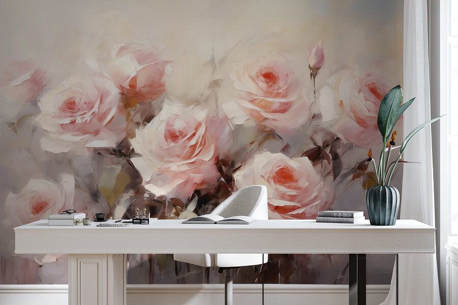Pintura de rosas cor-de-rosa