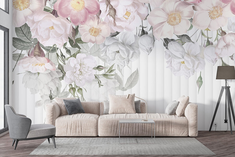 Grupo de flores sobre um fundo branco