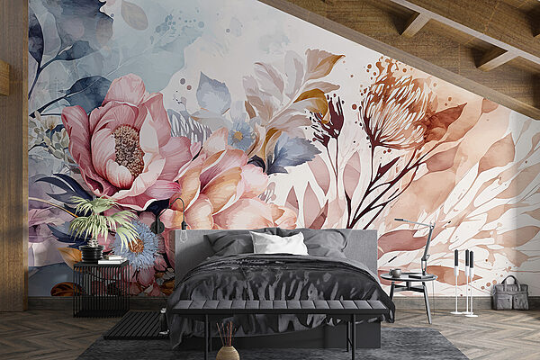 Pintura de flores e folhas Pintura de flores e folhas
