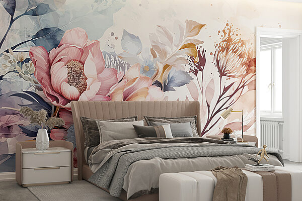 Pintura de flores e folhas Pintura de flores e folhas