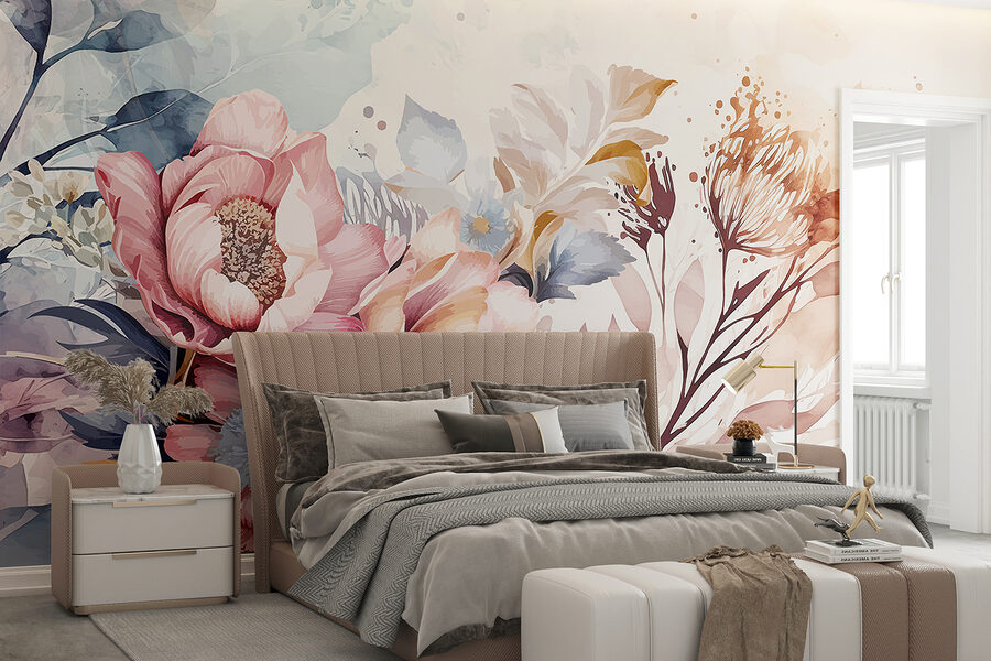 Pintura de flores e folhas Pintura de flores e folhas